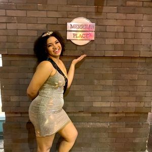 Mindcode Gold Sparkly Mini Dress